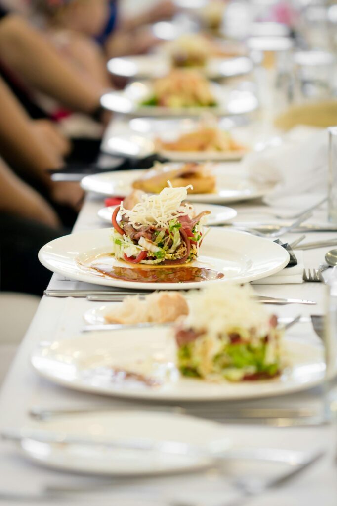 Clear Glass Plates With Vegetable Dish